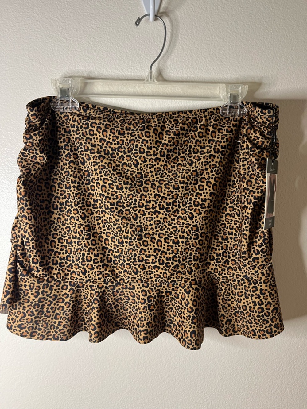 NWT Nicole Miller Animal Print Swim Skirt Large